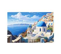Jigsaw Puzzles1000 Piece Hytter Santorini Greek Island Sea View Pattern Educational Intellectual Wooden Puzzles, Fun Puzzles, Stress Relieving Game