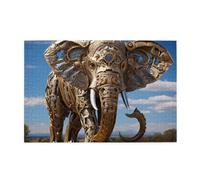 Jigsaw Puzzles1000 Piece Hytter Sculpture Elephant Pattern Educational Intellectual Wooden Puzzles, Fun Puzzles, Stress Relieving Game