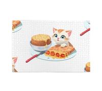 Jigsaw Puzzles1000 Piece Hytter The Little Cat Seeing The Delicious Food Pattern Educational Intellectual Wooden Puzzles, Fun Puzzles, Stress Relieving Game