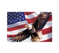 Jigsaw Puzzles1000 Piece Hytter USA Patriotic Eagle with American Flag Pattern Educational Intellectual Wooden Puzzles, Fun Puzzles, Stress Relieving Game