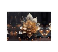 Jigsaw Puzzles1000 Piece Hytter White Delicate Lotus Flower Pattern Educational Intellectual Wooden Puzzles, Fun Puzzles, Stress Relieving Game