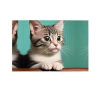 Jigsaw Puzzles1000 Piece Jkiegoq A Curious Cat Printed Educational Intellectual Wooden Puzzles, Fun Puzzles, Stress Relieving Game
