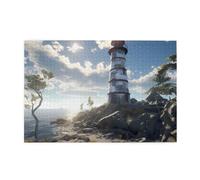 Jigsaw Puzzles1000 Piece Jkiegoq Beauty Lighthouse Printed Educational Intellectual Wooden Puzzles, Fun Puzzles, Stress Relieving Game