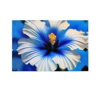 Jigsaw Puzzles1000 Piece Jkiegoq Blue Hibiscus Printed Educational Intellectual Wooden Puzzles, Fun Puzzles, Stress Relieving Game