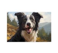 Jigsaw Puzzles1000 Piece Jkiegoq Border Collie Printed Educational Intellectual Wooden Puzzles, Fun Puzzles, Stress Relieving Game