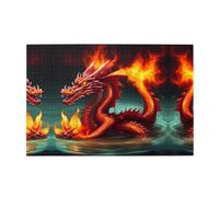 Jigsaw Puzzles1000 Piece Jkiegoq Dragon King in Fire Printed Educational Intellectual Wooden Puzzles, Fun Puzzles, Stress Relieving Game