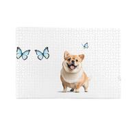 Jigsaw Puzzles1000 Piece Jkiegoq Fat Dog and Little Butterfly Printed Educational Intellectual Wooden Puzzles, Fun Puzzles, Stress Relieving Game