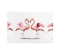 Jigsaw Puzzles1000 Piece Jkiegoq Flamingo with Heart Printed Educational Intellectual Wooden Puzzles, Fun Puzzles, Stress Relieving Game