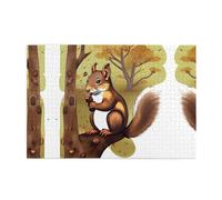 Jigsaw Puzzles1000 Piece Jkiegoq Nut-Eating Squirrel Printed Educational Intellectual Wooden Puzzles, Fun Puzzles, Stress Relieving Game