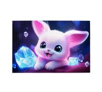 Jigsaw Puzzles1000 Piece Jkiegoq Pink Hair Bunny with Big Eyes Printed Educational Intellectual Wooden Puzzles, Fun Puzzles, Stress Relieving Game
