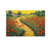 Jigsaw Puzzles1000 Piece Jkiegoq Poppies Field Yellow Brick Road Printed Educational Intellectual Wooden Puzzles, Fun Puzzles, Stress Relieving Game