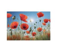 Jigsaw Puzzles1000 Piece Jkiegoq Poppies On Blue Sky Printed Educational Intellectual Wooden Puzzles, Fun Puzzles, Stress Relieving Game