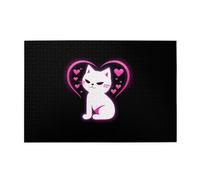 Jigsaw Puzzles1000 Piece Jkiegoq Red Heart Sly Cat Printed Educational Intellectual Wooden Puzzles, Fun Puzzles, Stress Relieving Game
