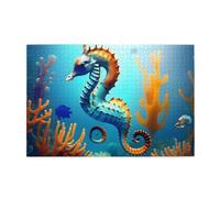 Jigsaw Puzzles1000 Piece Jkiegoq Seabed Coral Seahorse Printed Educational Intellectual Wooden Puzzles, Fun Puzzles, Stress Relieving Game