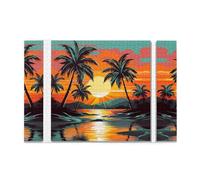 Jigsaw Puzzles1000 Piece Jkiegoq Tropical Beach Palm Tree Sunset Printed Educational Intellectual Wooden Puzzles, Fun Puzzles, Stress Relieving Game