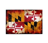 Jigsaw Puzzles1000 Piece Jkiegoq Vintage Wooden Maryland Flag Printed Educational Intellectual Wooden Puzzles, Fun Puzzles, Stress Relieving Game