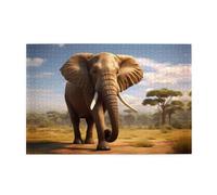 Jigsaw Puzzles1000 Piece Jkiegoq Wildanimals Elephant Printed Educational Intellectual Wooden Puzzles, Fun Puzzles, Stress Relieving Game