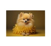 Jigsaw Puzzles1000 Piece Jkiegoq Yellow Pomeranian Printed Educational Intellectual Wooden Puzzles, Fun Puzzles, Stress Relieving Game