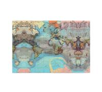 Jigsaw Puzzles1000 Piece Mjhkxlj Cartoon World Map Picture Quality Wooden Puzzle for Adults and Kids, Fun Puzzles, Stress Relieving Puzzles