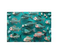 Jigsaw Puzzles1000 Piece Mjhkxlj Mermaid Teal Fish Picture Quality Wooden Puzzle for Adults and Kids, Fun Puzzles, Stress Relieving Puzzles