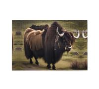 Jigsaw Puzzles1000 Piece Mjhkxlj Mighty Highland Yak Picture Quality Wooden Puzzle for Adults and Kids, Fun Puzzles, Stress Relieving Puzzles
