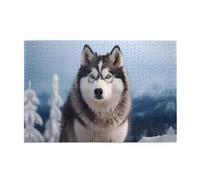 Jigsaw Puzzles1000 Piece Mjhkxlj Siberian Husky Picture Quality Wooden Puzzle for Adults and Kids, Fun Puzzles, Stress Relieving Puzzles
