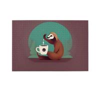 Jigsaw Puzzles1000 Piece Mjhkxlj Yoga Sloth Coffee Picture Quality Wooden Puzzle for Adults and Kids, Fun Puzzles, Stress Relieving Puzzles