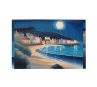 Jigsaw Puzzles1000 Piece Whjdpp A Small Town Under The Moonlight Pattern Educational Intellectual Wooden Puzzles, Fun Puzzles, Stress Relieving Puzzles