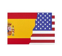 Jigsaw Puzzles1000 Piece Whjdpp American Spain Flag Pattern Educational Intellectual Wooden Puzzles, Fun Puzzles, Stress Relieving Puzzles