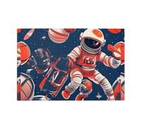 Jigsaw Puzzles1000 Piece Whjdpp Astronaut Space Basketball Picture Educational Intellectual Wooden Puzzles, Fun Puzzles, Stress Relieving Game