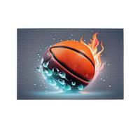 Jigsaw Puzzles1000 Piece Whjdpp Basketball Flames and Waterdrops Picture Educational Intellectual Wooden Puzzles, Fun Puzzles, Stress Relieving Game