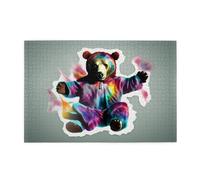Jigsaw Puzzles1000 Piece Whjdpp Bear Dancing Tie Dye Picture Educational Intellectual Wooden Puzzles, Fun Puzzles, Stress Relieving Game