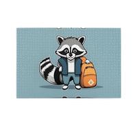 Jigsaw Puzzles1000 Piece Whjdpp Cartoon Cute Raccoon Picture Educational Intellectual Wooden Puzzles, Fun Puzzles, Stress Relieving Game