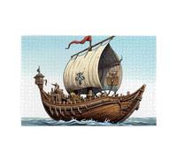 Jigsaw Puzzles1000 Piece Whjdpp Cartoon Old Viking Boat Picture Educational Intellectual Wooden Puzzles, Fun Puzzles, Stress Relieving Game