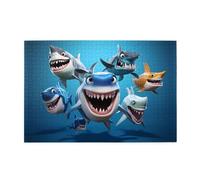 Jigsaw Puzzles1000 Piece Whjdpp Cartoon Sharks Picture Educational Intellectual Wooden Puzzles, Fun Puzzles, Stress Relieving Game