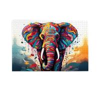 Jigsaw Puzzles1000 Piece Whjdpp Colorful Elephant Pattern Educational Intellectual Wooden Puzzles, Fun Puzzles, Stress Relieving Puzzles