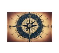 Jigsaw Puzzles1000 Piece Whjdpp Compass Map Nautical Picture Educational Intellectual Wooden Puzzles, Fun Puzzles, Stress Relieving Game