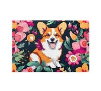 Jigsaw Puzzles1000 Piece Whjdpp Corgi Floral Flowers Picture Educational Intellectual Wooden Puzzles, Fun Puzzles, Stress Relieving Game