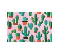 Jigsaw Puzzles1000 Piece Whjdpp Cute Cactus Seamless Illustration Picture Educational Intellectual Wooden Puzzles, Fun Puzzles, Stress Relieving Game