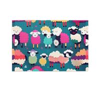 Jigsaw Puzzles1000 Piece Whjdpp Cute Colorful Sheep Cartoon Pattern Picture Educational Intellectual Wooden Puzzles, Fun Puzzles, Stress Relieving Game