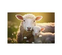 Jigsaw Puzzles1000 Piece Whjdpp Cute Sheep with Mother Picture Educational Intellectual Wooden Puzzles, Fun Puzzles, Stress Relieving Game