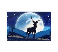 Jigsaw Puzzles1000 Piece Whjdpp Deer Under The Starry Sky Pattern Educational Intellectual Wooden Puzzles, Fun Puzzles, Stress Relieving Puzzles