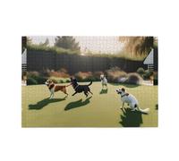 Jigsaw Puzzles1000 Piece Whjdpp Dogs Playing On The Lawn Picture Educational Intellectual Wooden Puzzles, Fun Puzzles, Stress Relieving Game