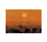 Jigsaw Puzzles1000 Piece Whjdpp Elephant in The Sun Pattern Educational Intellectual Wooden Puzzles, Fun Puzzles, Stress Relieving Puzzles