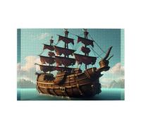 Jigsaw Puzzles1000 Piece Whjdpp Fantasy Pirate Ship Picture Educational Intellectual Wooden Puzzles, Fun Puzzles, Stress Relieving Game