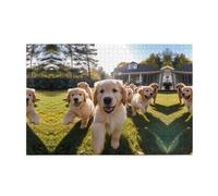 Jigsaw Puzzles1000 Piece Whjdpp Golden Retriever Puppies Picture Educational Intellectual Wooden Puzzles, Fun Puzzles, Stress Relieving Game