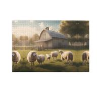 Jigsaw Puzzles1000 Piece Whjdpp Lots of Cute Sheep Picture Educational Intellectual Wooden Puzzles, Fun Puzzles, Stress Relieving Game
