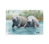 Jigsaw Puzzles1000 Piece Whjdpp Manatee Animals Picture Educational Intellectual Wooden Puzzles, Fun Puzzles, Stress Relieving Game