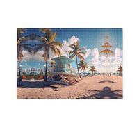 Jigsaw Puzzles1000 Piece Whjdpp Miami Beach, Florida Pattern Educational Intellectual Wooden Puzzles, Fun Puzzles, Stress Relieving Puzzles