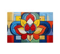 Jigsaw Puzzles1000 Piece Whjdpp Mondrian Bohemian Lotus Flower Picture Educational Intellectual Wooden Puzzles, Fun Puzzles, Stress Relieving Game